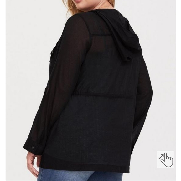 Torrid Black Voile Lightweight Jacket Cinch Waist 00XL US 10 - Picture 4 of 12